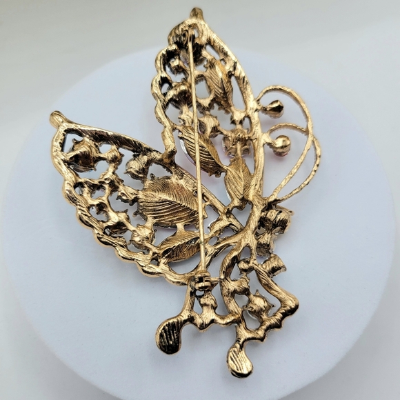 Colorful Butterfly Brooch with Gemstones - Picture 3 of 5